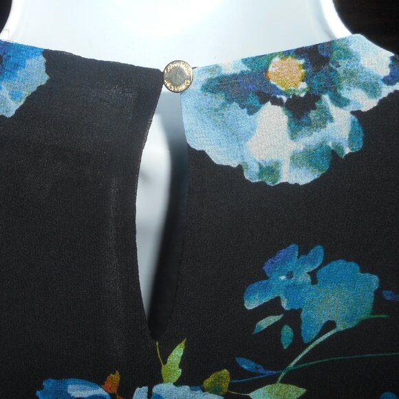 NWOT Navy Floral Calvin Klein long sleeve blouse, small - Picture 6 of 7